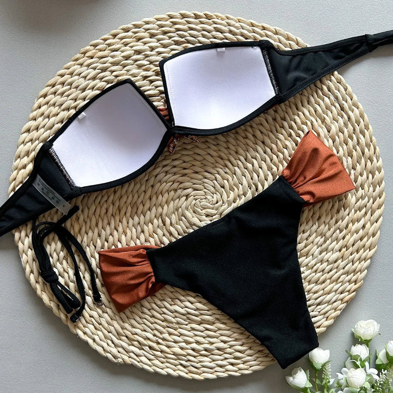 Biquíni Elegância Dourada do Mar