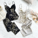 Conjunto Dual Elegance – Pijama de Seda Floral Luxuoso