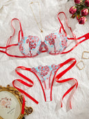 Conjunto Lingerie Élégance – Renda Bordada & Transparência Delicada