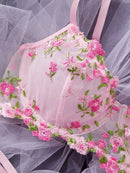 Conjunto Lingerie Rosé Divine – Romance e Sofisticação em Bordado Floral