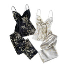 Conjunto Dual Elegance – Pijama de Seda Floral Luxuoso