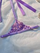 Conjunto Lingerie Lavande Élégance – Bordado Floral Premium