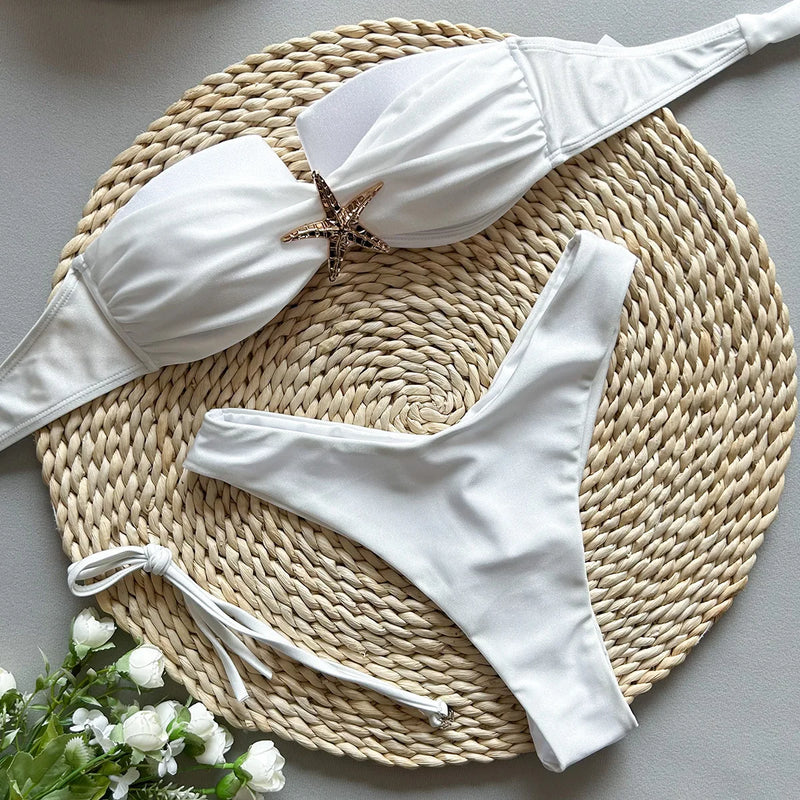 Biquíni Elegância Dourada do Mar